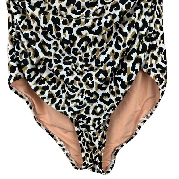 J Crew Factory Strapless Swimsuit One Piece Leopard Print Women's M - Picture 3 of 8